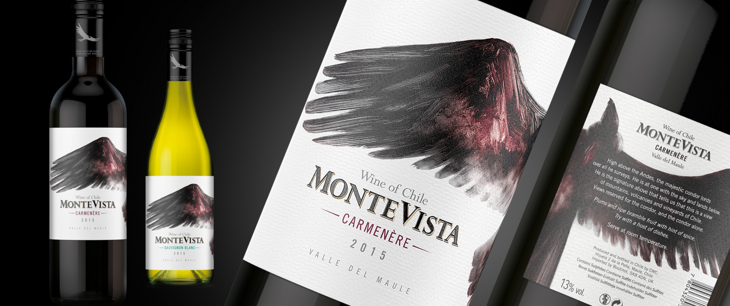 Monte Vista wine label design label by Biles Hendry