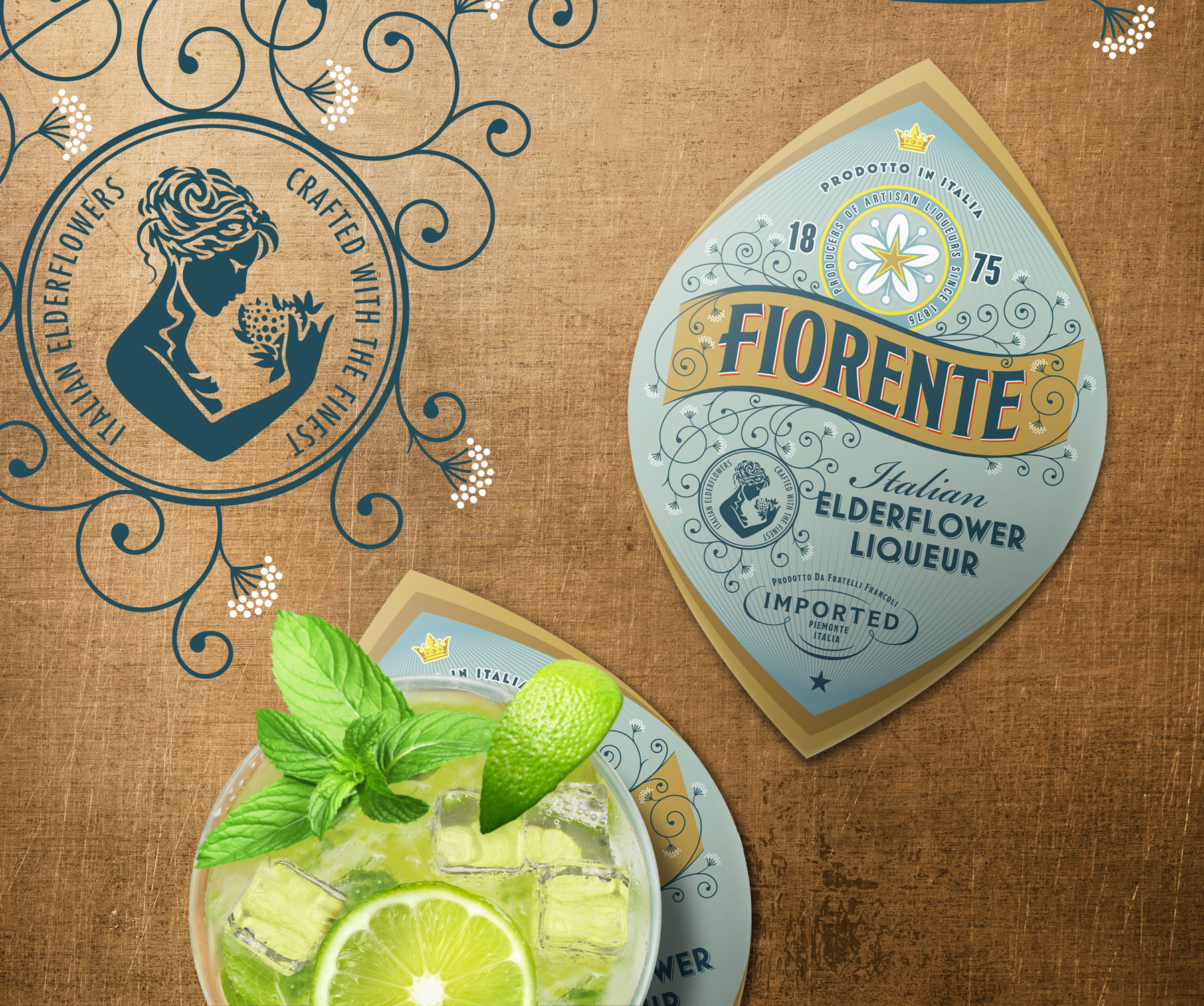 drinks branding for Fiorente by Biles Hendry