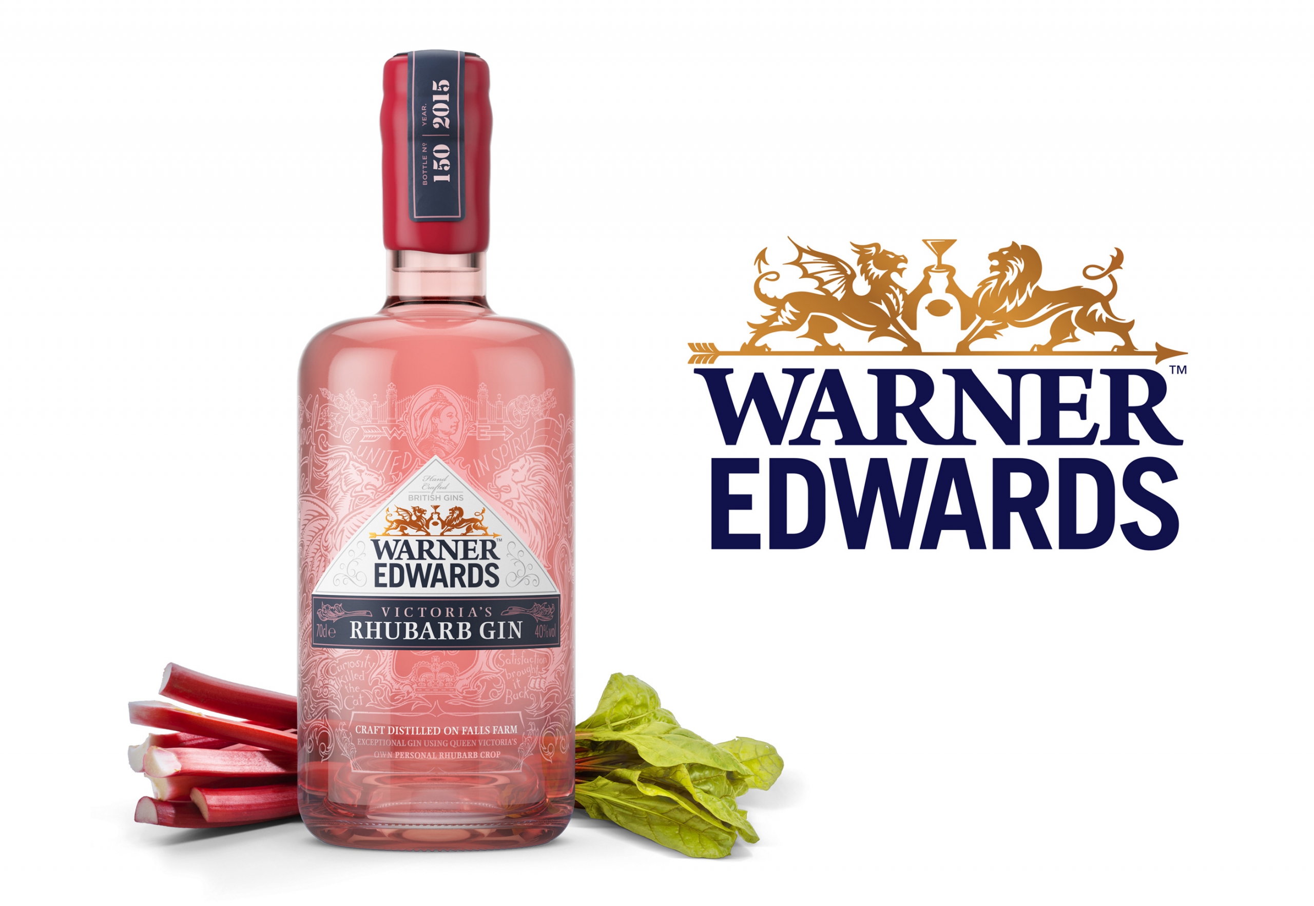 Warner Edwards rhubarb gin branded by Biles Hendry