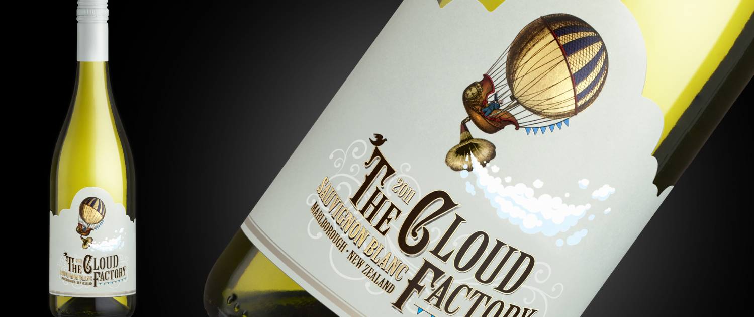 Cloud Factory wine label design label by Biles Hendry