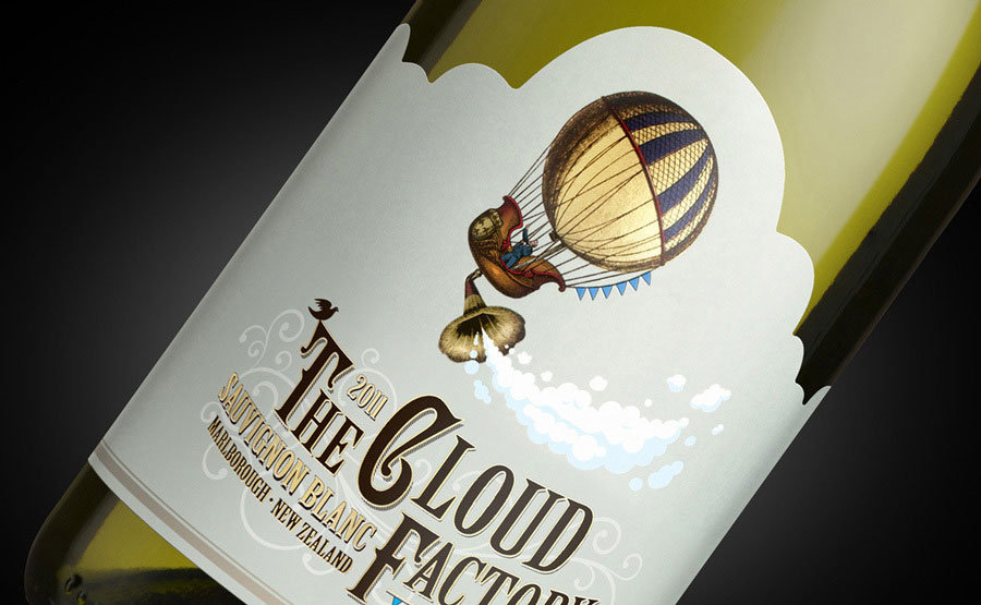 Cloud Factory wine close up of label